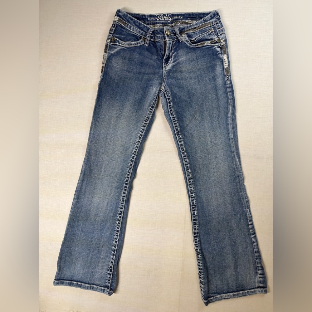 VANITY Premium Collection Women's Jeans Size 27W/31L Bootcut Embroidered Pockets - Picture 2 of 14